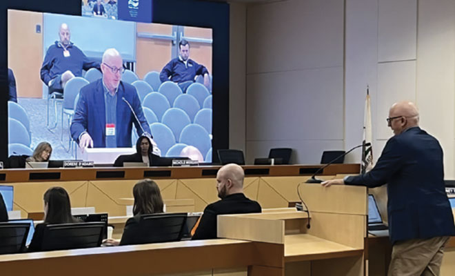 Alex Peltzer (Law ’01) testifying before Water Resources Control Board in 2021.